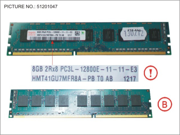 8GB (1x8GB) 2Rx8 DDR3-1600 U ECC