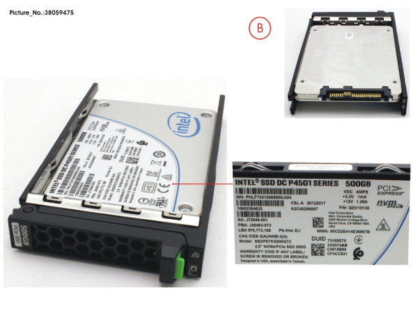 SSD PCIE3 500GB READ-INT. 2.5' H-P LP