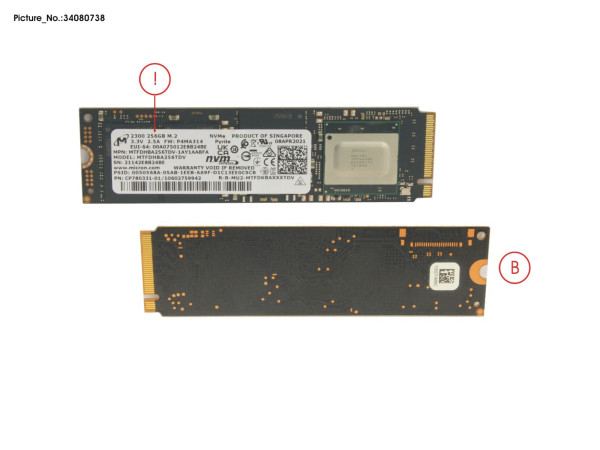 SSD PCIE M.2 2280 256GB 2300 (SED)