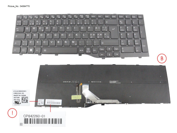 KEYBOARD BLACK W/ BL NORDIC (NEW_FN)