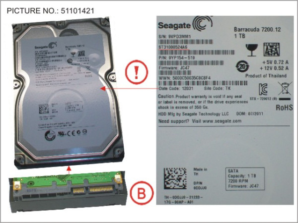 HDD 1TB SATA S3 7.2K 3.5'