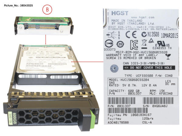 JX40 S2 2,5" HD SAS 600GB 15k 12G 512N