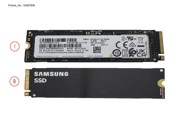 SSD PCIE M.2 2280 512GB (PM9A1 NON-SED)