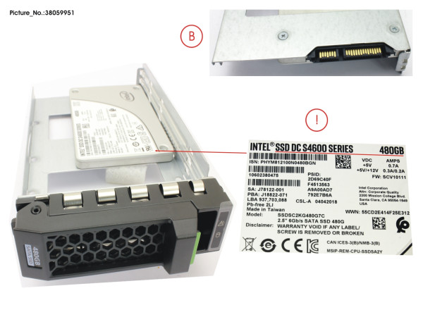 SSD SATA6G 480GB MIXED-USE 3.5' HP S4600