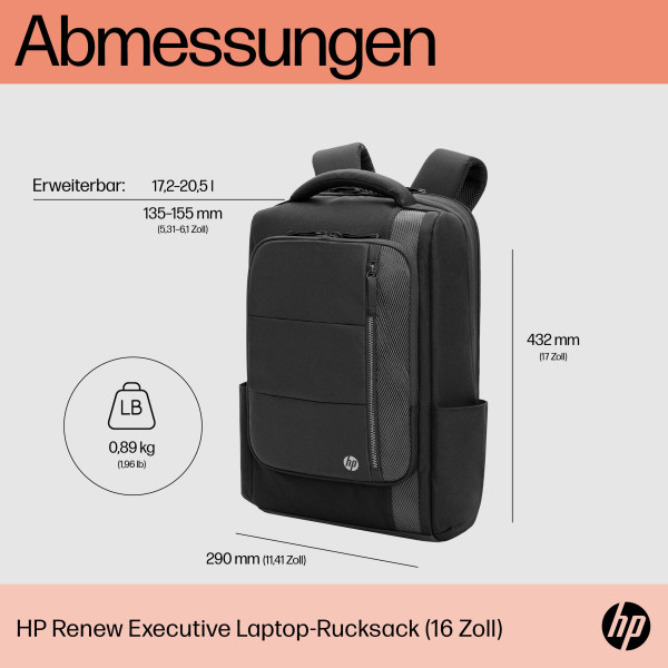 HP Renew Executive Laptop-Rucksack (16 Zoll)