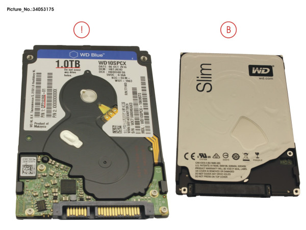 HDD 1TB SATA2-5 S3 5,4K/WD 4K-AF (7MM)