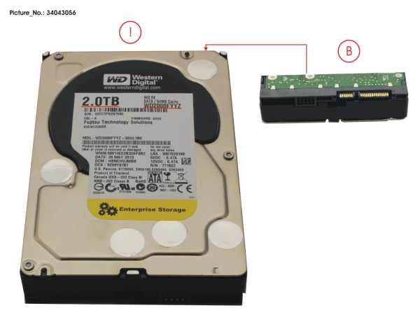 HD SATA 6G 2TB 7.2K NO HOT PL 3.5" BC