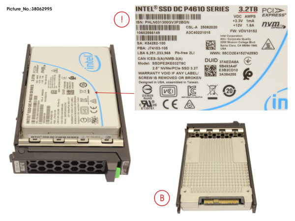 SSD PCIE3 3.2TB MIXED-USE 2.5' H-P EP