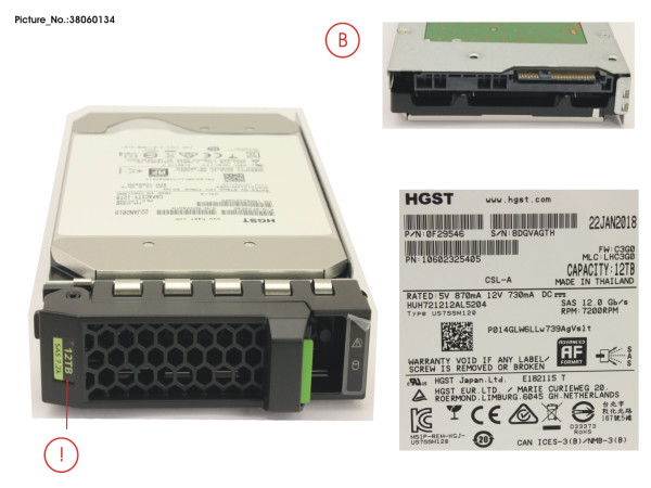 HD SAS 12G 12TB 7.2K 512E HOT PL 3.5' BC