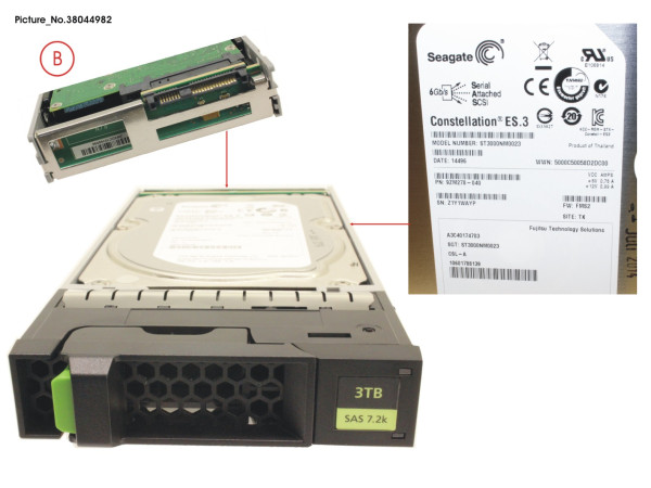 JX40 S2 3.5" 3TB 7K2 SAS SPARE