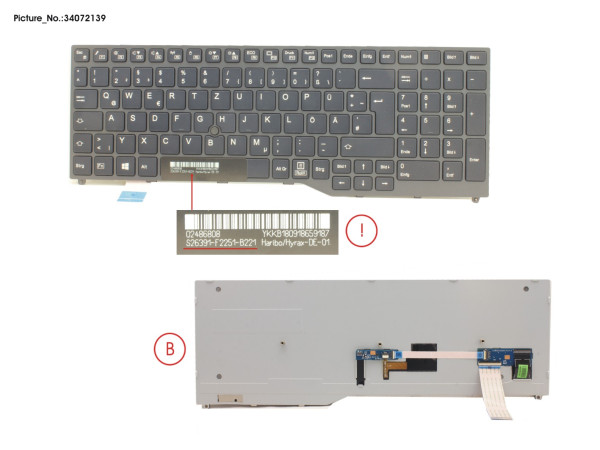 KEYBOARD BLACK W/ TS GERMAN