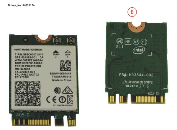 WLAN MODULE INTEL 8265NGWMG(INCL.BT)VPRO