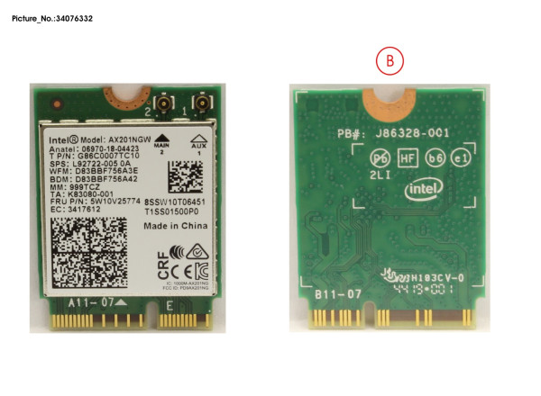 WLAN MODULE INTEL (INCL.BT)VPRO