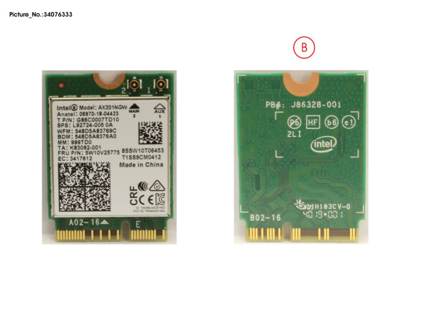 WLAN MODULE INTEL (INCL.BT)NON-VPRO