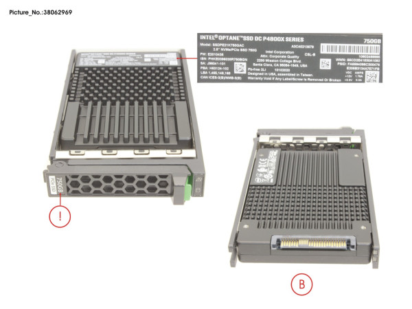 SSD PCIE3 750GB 2.5' H-P P4800X