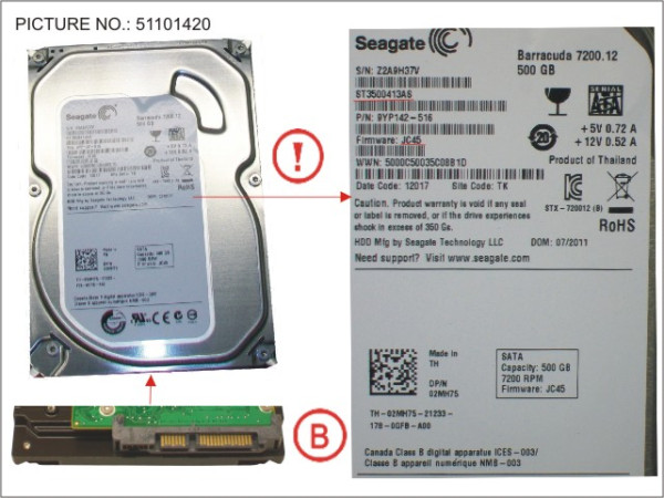 HDD 500GB SATA S3 7.2K 3.5'