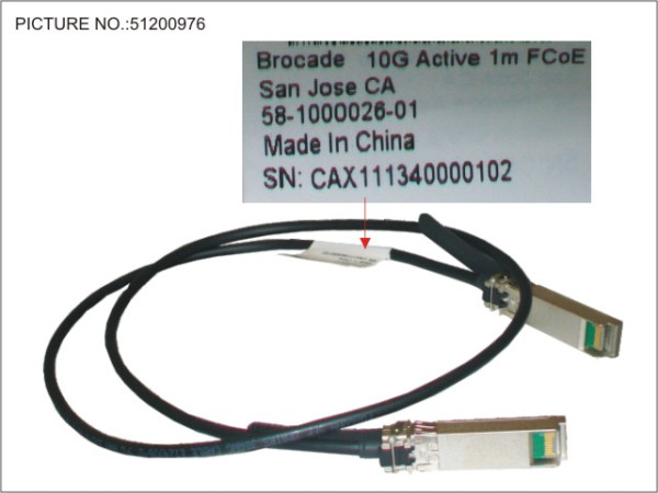 SFP+ ACTIVE TWINAX CABLE BROCADE 1M