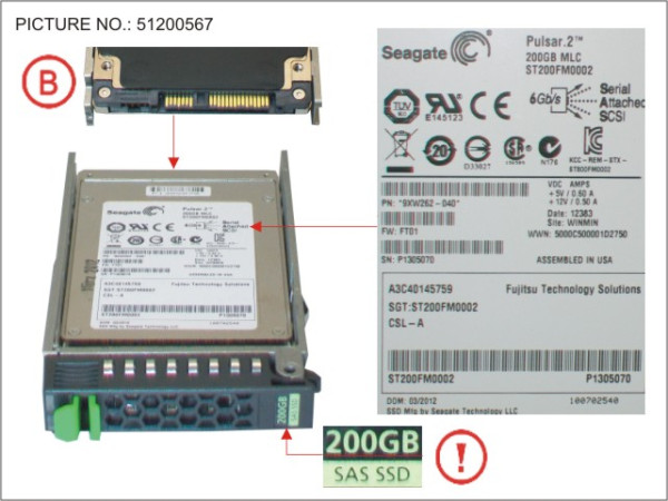 SSD SAS 6G 200GB MLC HOT PL 2.5' EP PERF