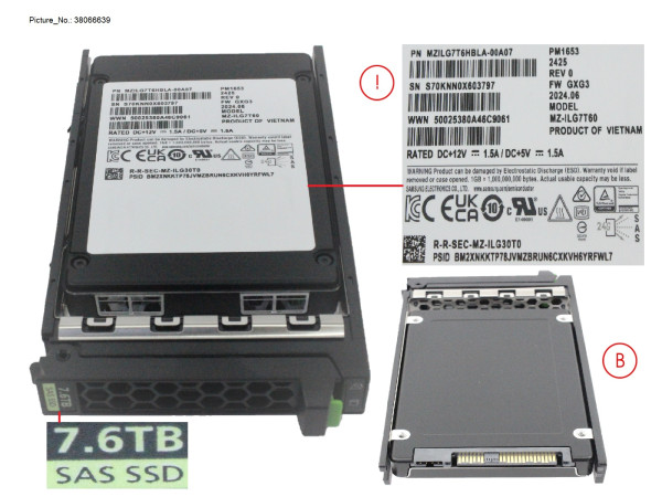 SSD SAS 24G RI 7.68TB SED IN SFF SLIM