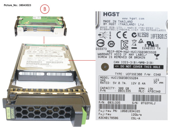 JX40 S2 2,5" HD SAS 300GB 15k 12G 512N