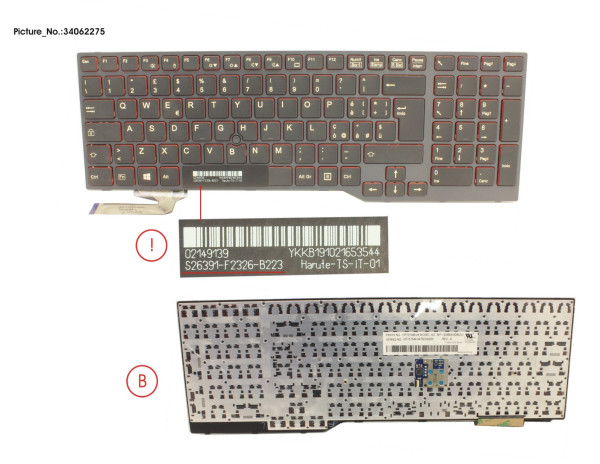 KEYBOARD BLACK W/ TS ITALY