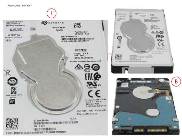 HDD 500GB SATA S3 5.4K 2.5'